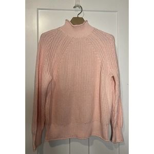 JCrew Cotton Relaxed Rollneck Sweater size Medium Light Pink